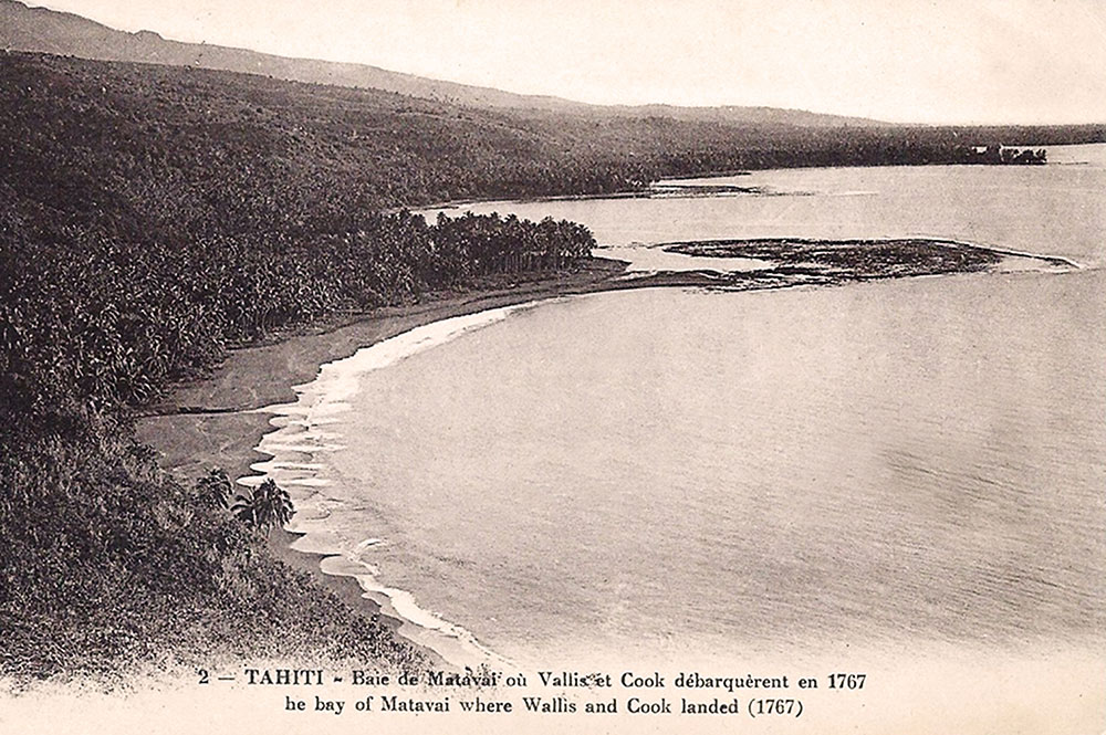 La baie de Matavai vu du col du Tahara’a vers 1910.