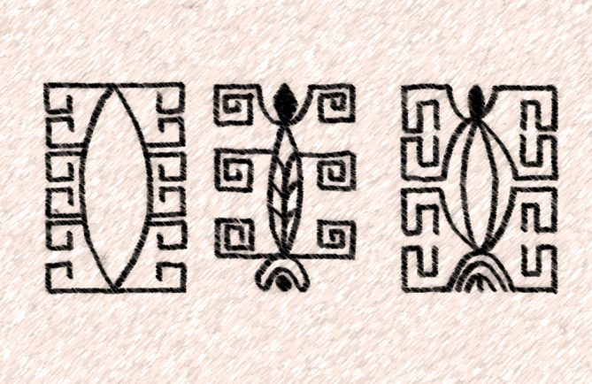 Motifs de tatouage marquisien représentant des nonos. K. Von den Steinen (1925)