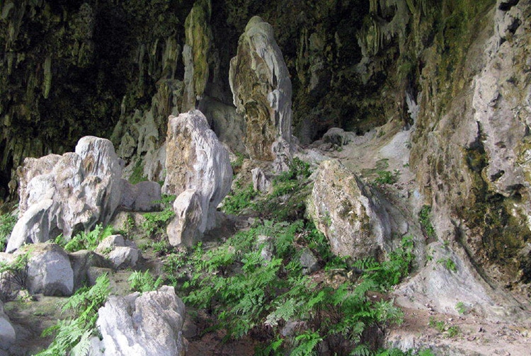 Intérieur de la grotte Ae'o de Rurutu