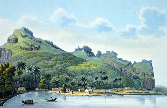 Maupiti, l'île sauvegardée Dessin Isidore Duperrey 1826