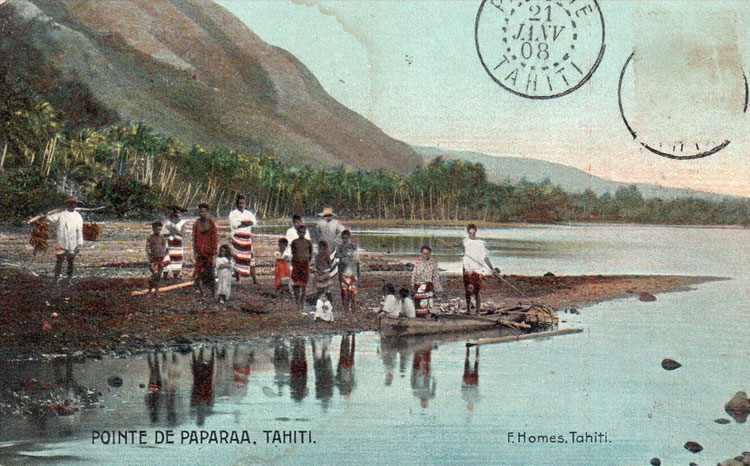 Tahiti, pointe de Papara vers 1900