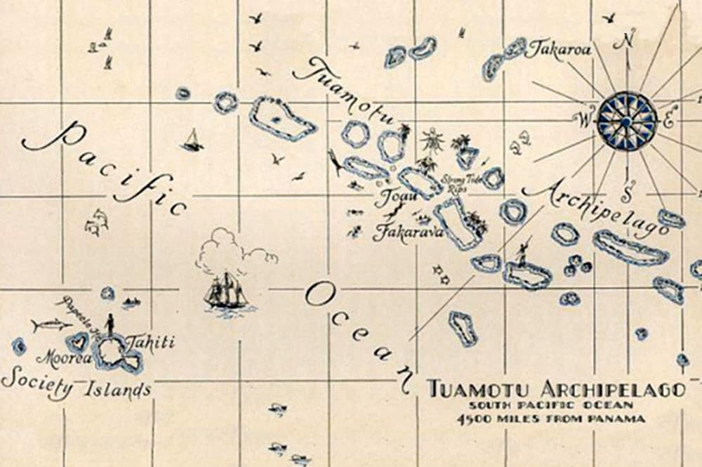 Carte ancienne de l'archipel des Tuamotu