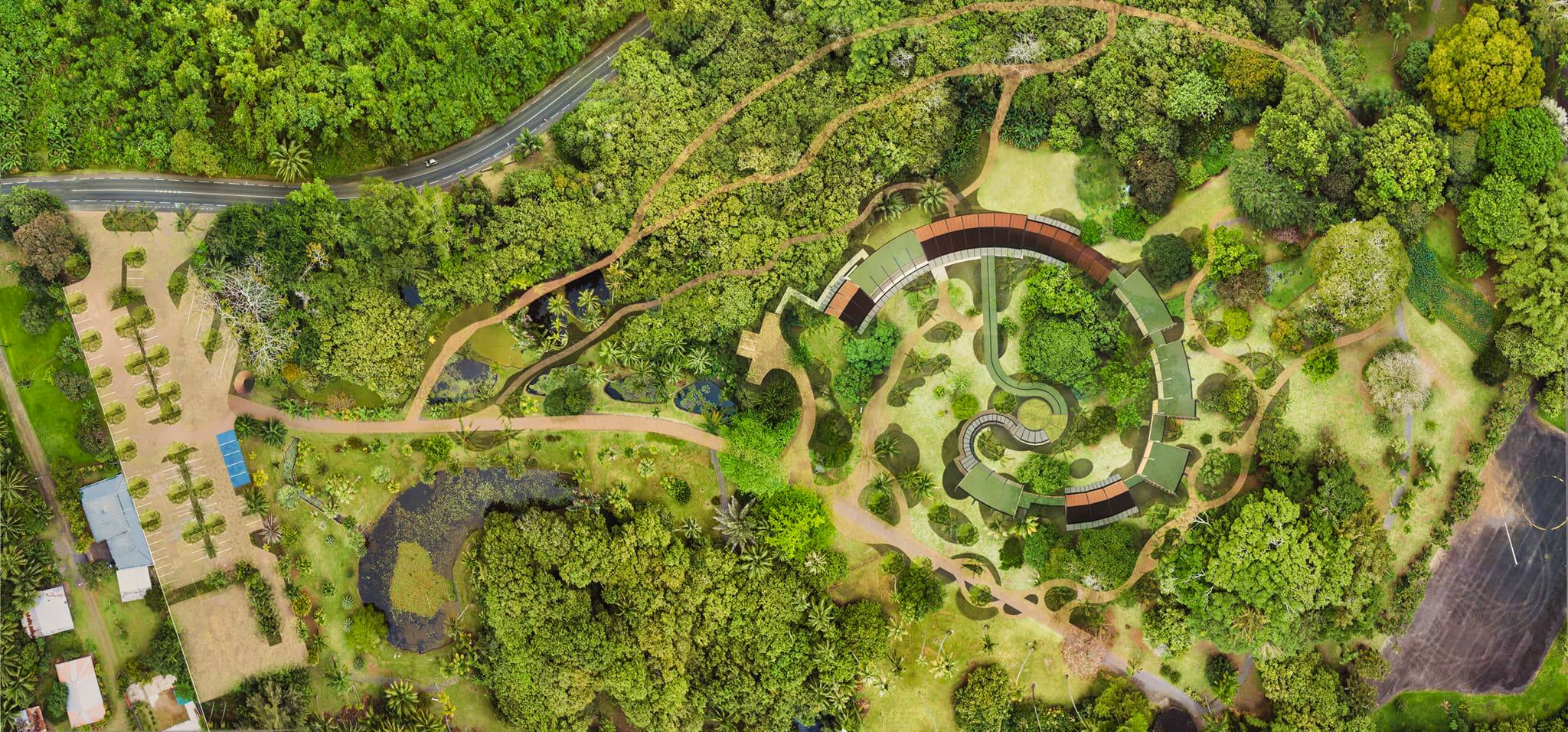Esquisse de l'Espace scénographique Paul Gauguin, situé au coeur du jardin botanique . Architecte Xavier Dogo