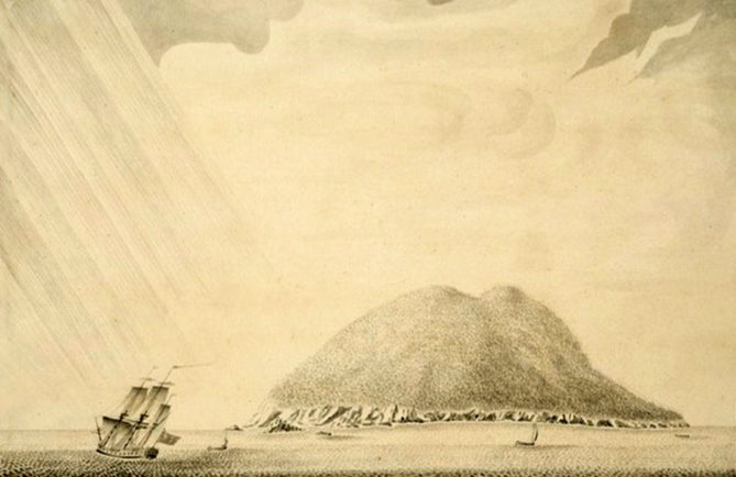 Ile de Mehetia, vu par Samuel Wallis en 1767
