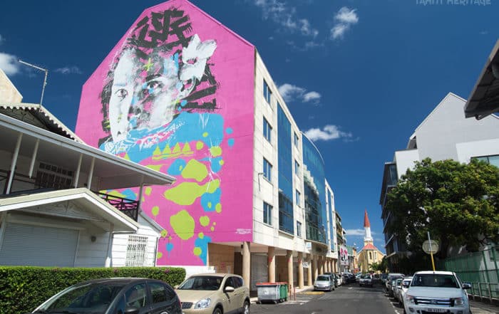 Street art, portrait de Herenui par Askew, Papeete