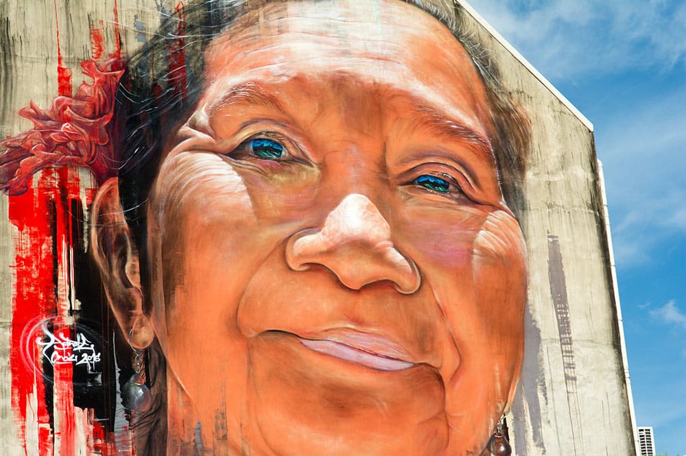 Street-art, Visage d'autochtone par Adnate à Papeete